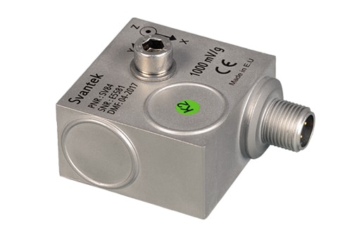 SV 84 – Triaxial outdoor accelerometer 1000 mV/g, connector M12, M6 mounting hole